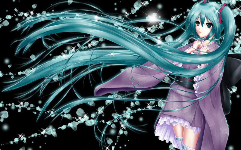 Anime Girl with Long Hair — Teal, Dramatic