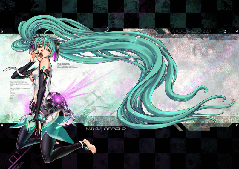 Anime Girl with Long Hair — Teal, Dynamic, Digital Art