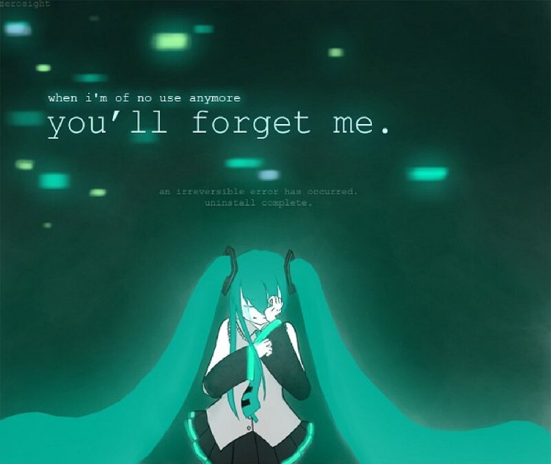Anime Girl with Long Hair — Teal, Melancholic