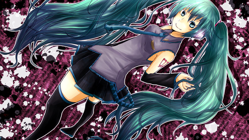 Anime Girl with Long Hair — Teal, Playful