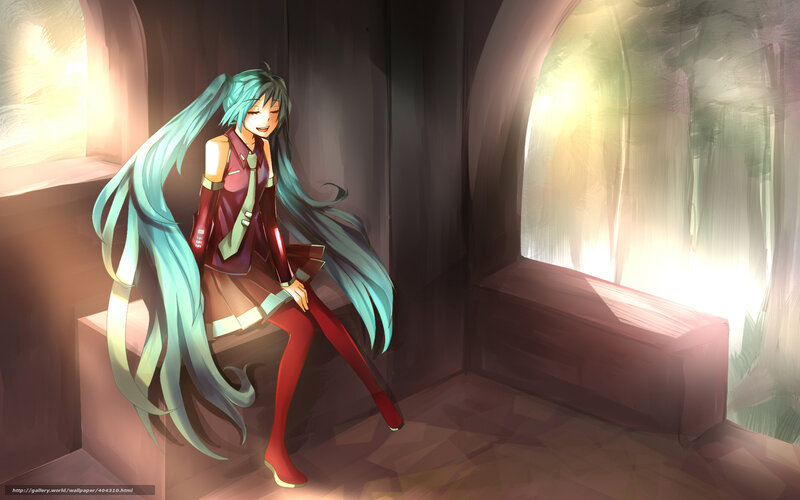 Anime Girl with Long Hair — Teal, Serene, Digital Art
