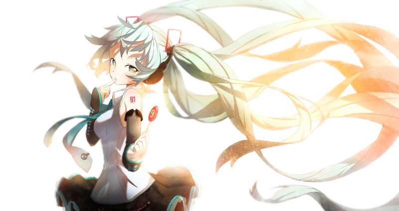 Anime Girl with Long Hair — White, Bright, Digital Art