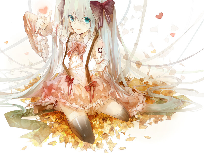 Anime Girl with Long Hair — White, Calm, Autumn