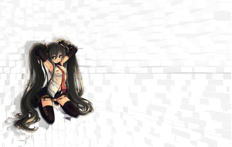 Anime Girl with Long Hair — White, Calm, Digital Art