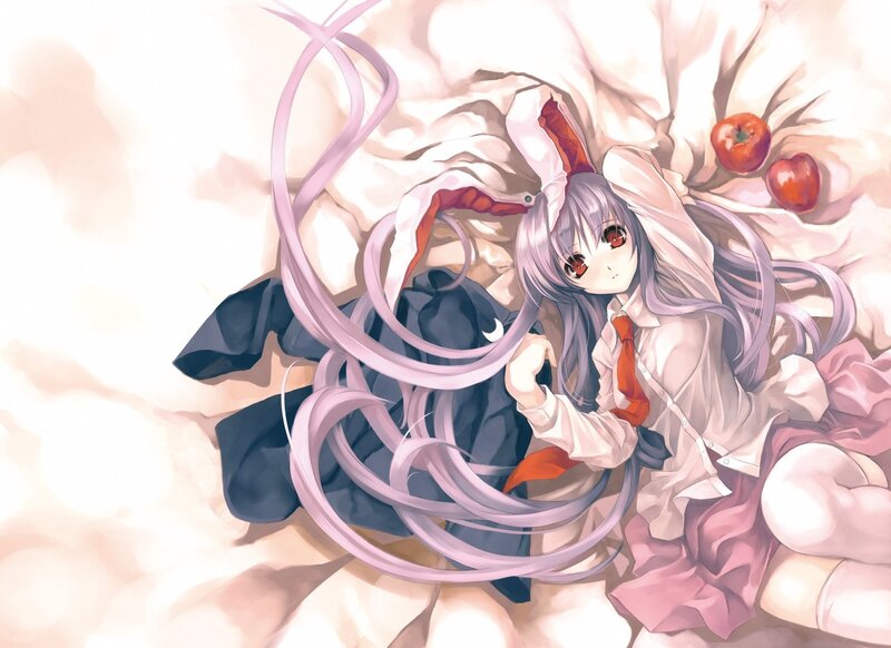 Anime Girl with Long Hair — White, Calm, Long Purple Hair