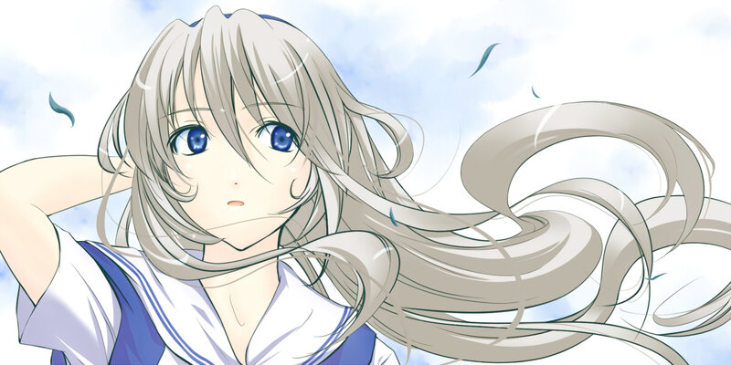 Anime Girl with Long Hair — White, Calm, Morning
