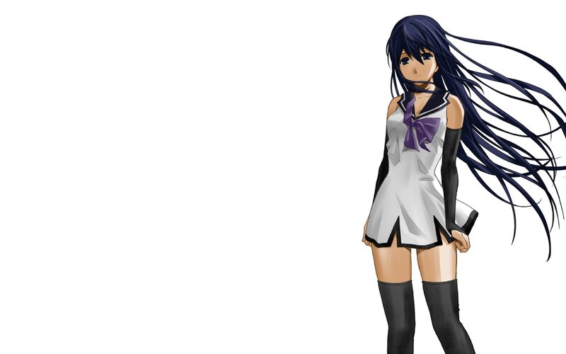 Anime Girl with Long Hair — White, Calm, School Uniform