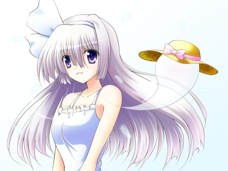 Anime Girl with Long Hair — White, Calm, Summer