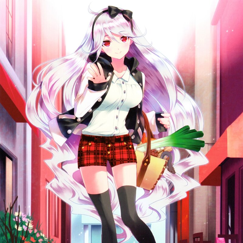 Anime Girl with Long Hair — White, Cheerful, Afternoon