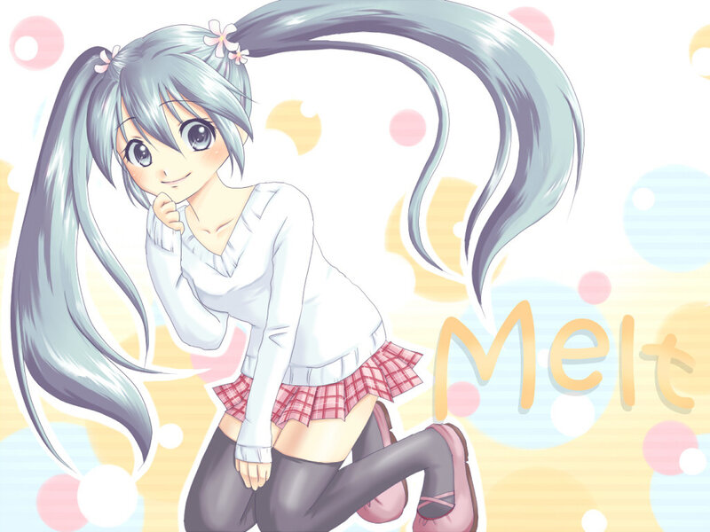 Anime Girl with Long Hair — White, Cheerful, Digital Art