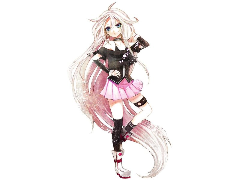 Anime Girl with Long Hair — White, Confident, Digital Art