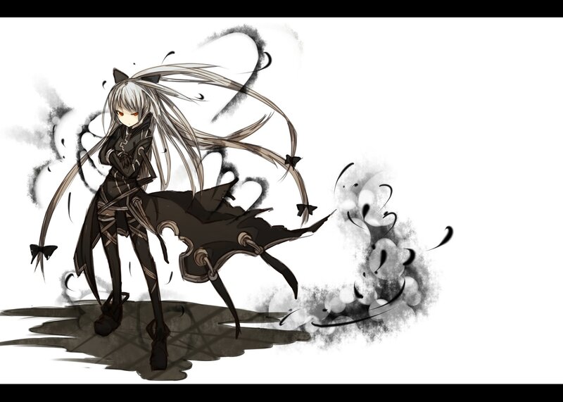 Anime Girl with Long Hair — White, Dramatic, Digital Art, Cat Ears