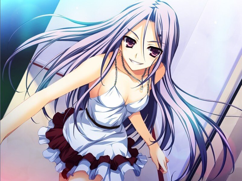 Anime Girl with Long Hair — White, Dramatic, Dress