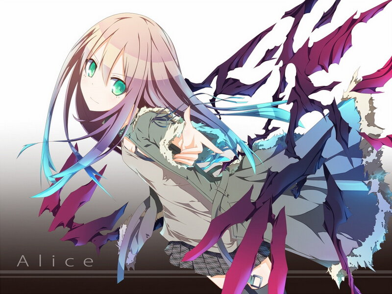 Anime Girl with Long Hair — White, Dramatic, Green Eyes