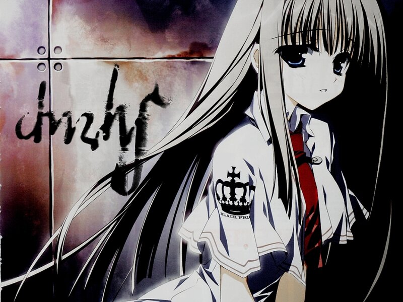 Anime Girl with Long Hair — White, Dramatic, Manga, School Uniform
