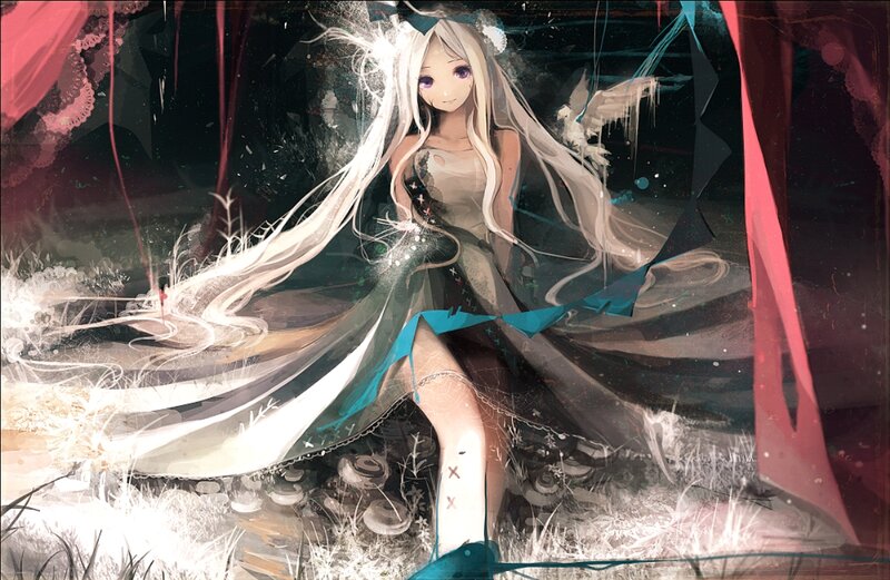 Anime Girl with Long Hair — White, Dramatic, Night, Digital Art, Long White Hair