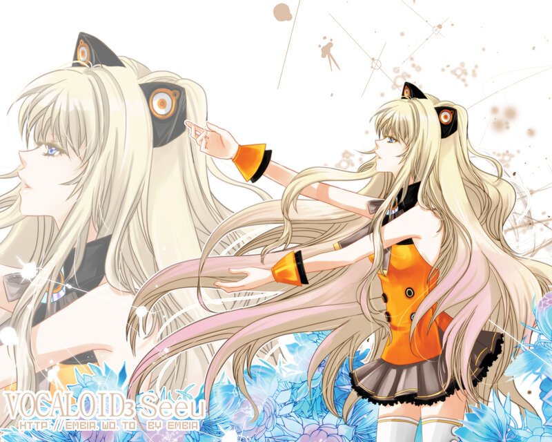 Anime Girl with Long Hair — White, Dynamic, Digital Art, Cat Ears