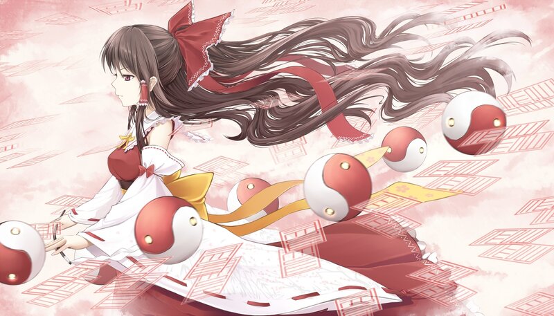 Anime Girl with Long Hair — White, Dynamic, Yin-yang Balls