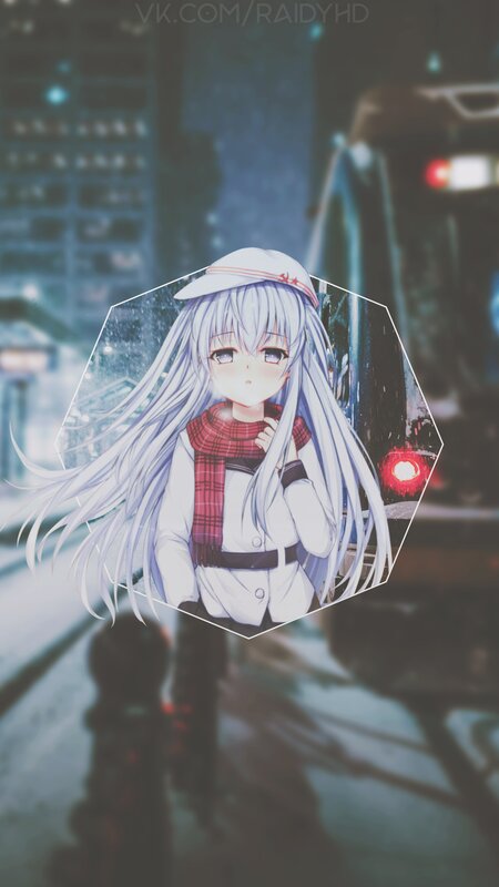 Anime Girl with Long Hair — White, Melancholic, Night