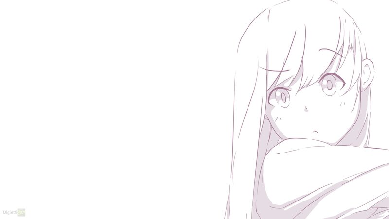 Anime Girl with Long Hair — White, Neutral, Manga
