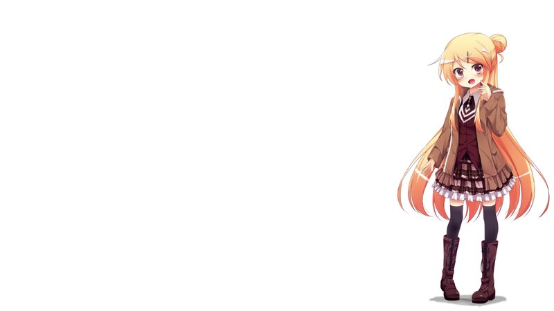 Anime Girl with Long Hair — White, Neutral, School Uniform, Boots