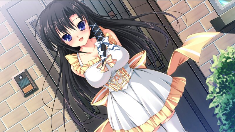 Anime Girl with Long Hair — White, Playful, Afternoon