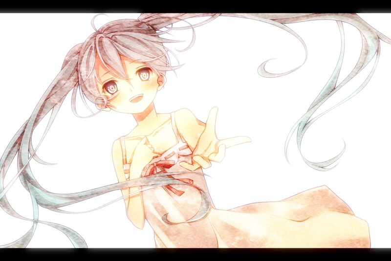 Anime Girl with Long Hair — White, Playful, Digital Art, Long Hair