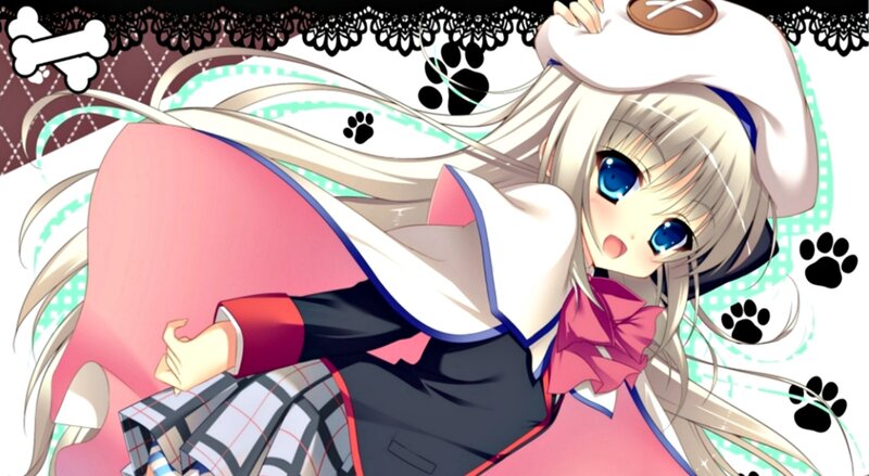 Anime Girl with Long Hair — White, Playful, Hat