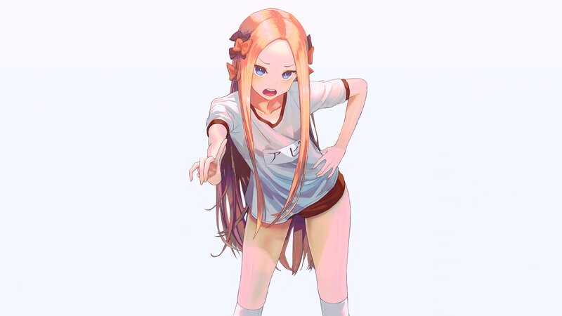 Anime Girl with Long Hair — White, Playful, Long Hair, T-shirt