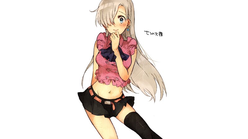 Anime Girl with Long Hair — White, Playful, Manga