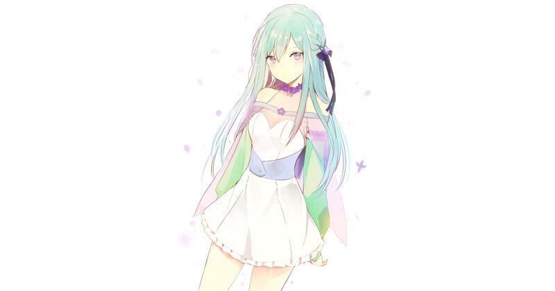 Anime Girl with Long Hair — White, Serene, Digital Art, Dress, Hair Ribbon