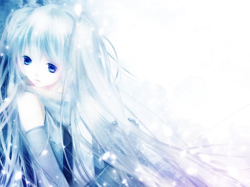 Anime Girl with Long Hair — White, Serene, Ethereal