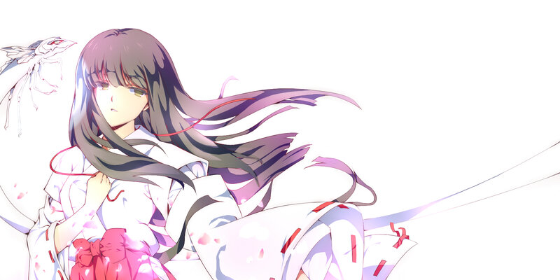 Anime Girl with Long Hair — White, Serene, Kimono