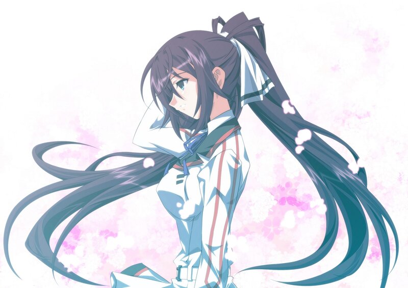 Anime Girl with Long Hair — White, Serene, Spring, School Uniform