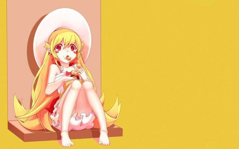 Anime Girl with Long Hair — Yellow, Calm, Hat