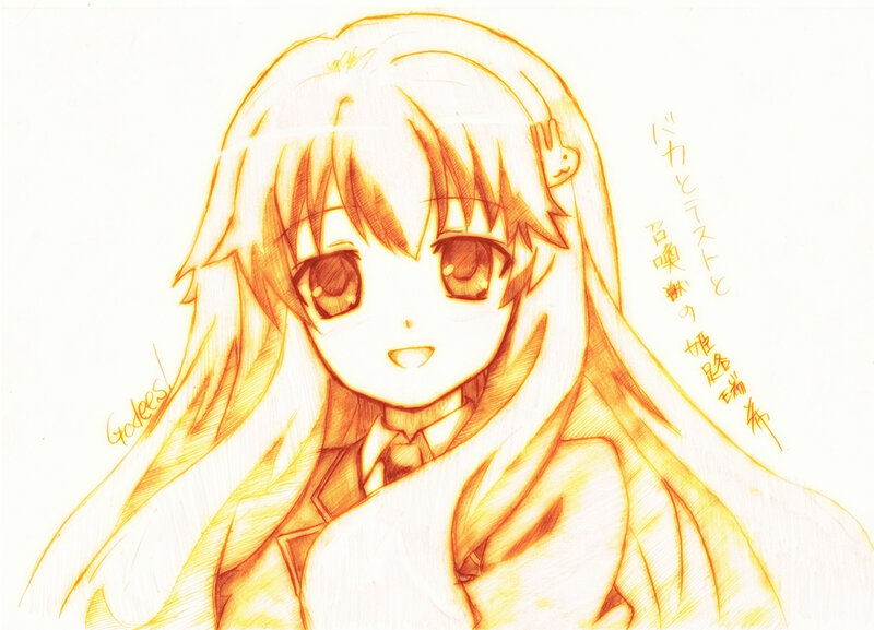 Anime Girl with Long Hair — Yellow, Calm
