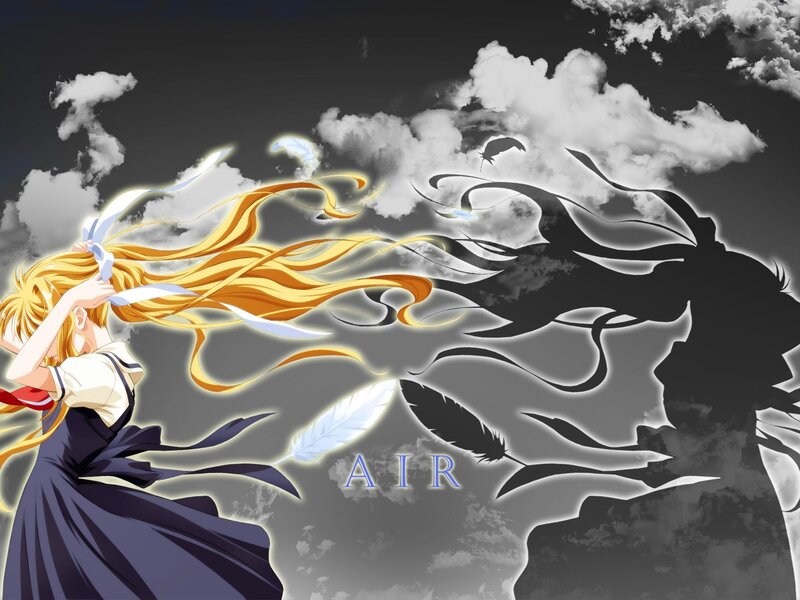 Anime Girl with Long Hair — Yellow, Dramatic, Clouds
