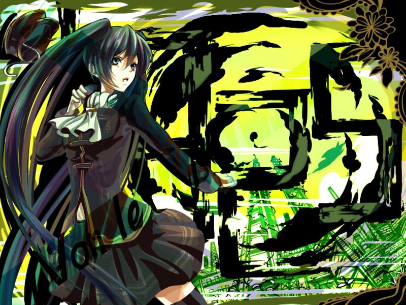 Anime Girl with Long Hair — Yellow, Dramatic, Digital Art