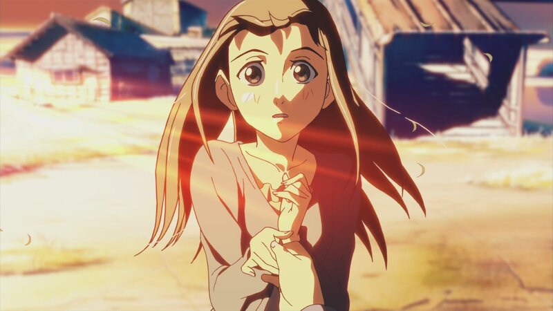 Anime Girl with Long Hair — Yellow, Dramatic, Sunset