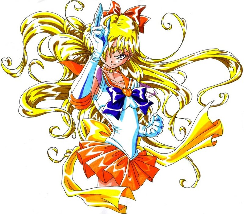Anime Girl with Long Hair — Yellow, Dramatic