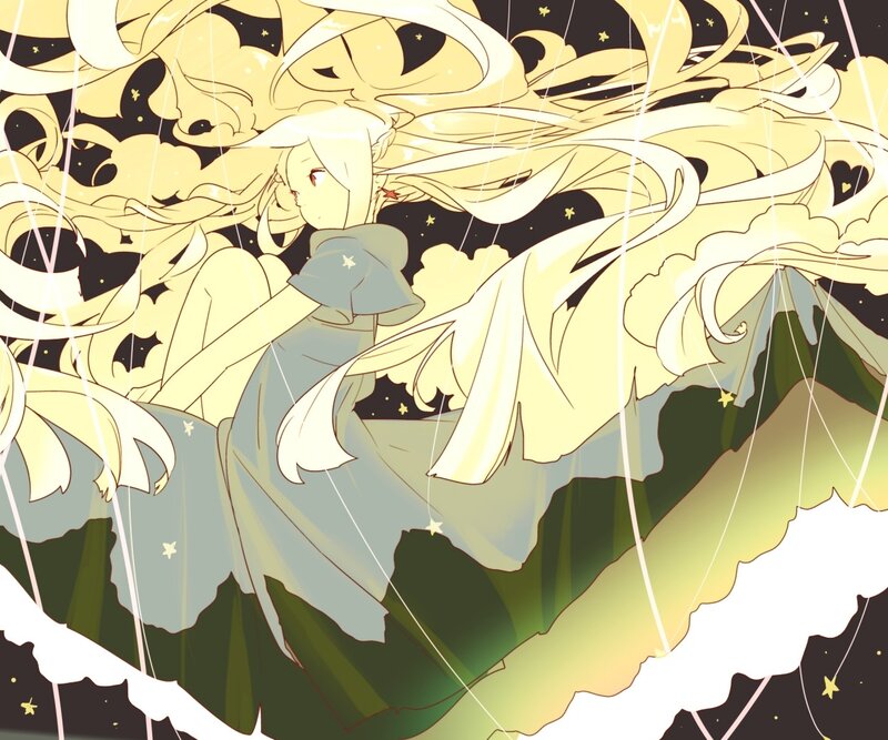 Anime Girl with Long Hair — Yellow, Dreamy, Night