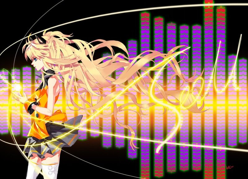 Anime Girl with Long Hair — Yellow, Dynamic, Night