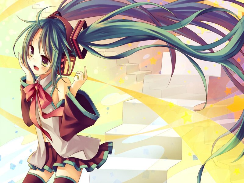 Anime Girl with Long Hair — Yellow, Energetic