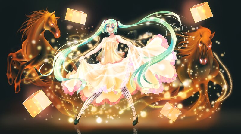 Anime Girl with Long Hair — Yellow, Magical