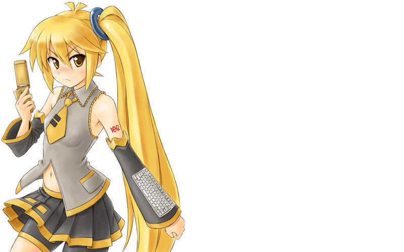 Anime Girl with Long Hair — Yellow, Neutral, Cell Phone