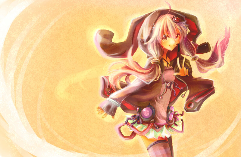 Anime Girl with Long Hair — Yellow, Playful