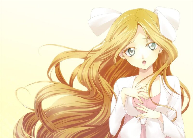 Anime Girl with Long Hair — Yellow, Surprised