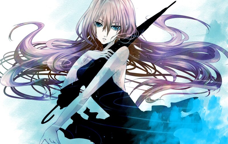 anime girl with long purple hair