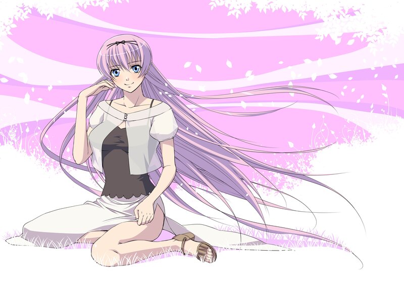 anime girl with long purple hair