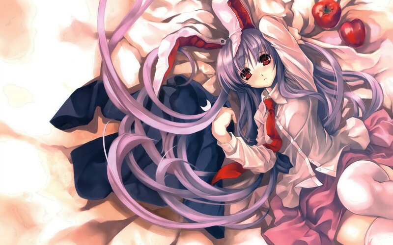 anime girl with long purple hair